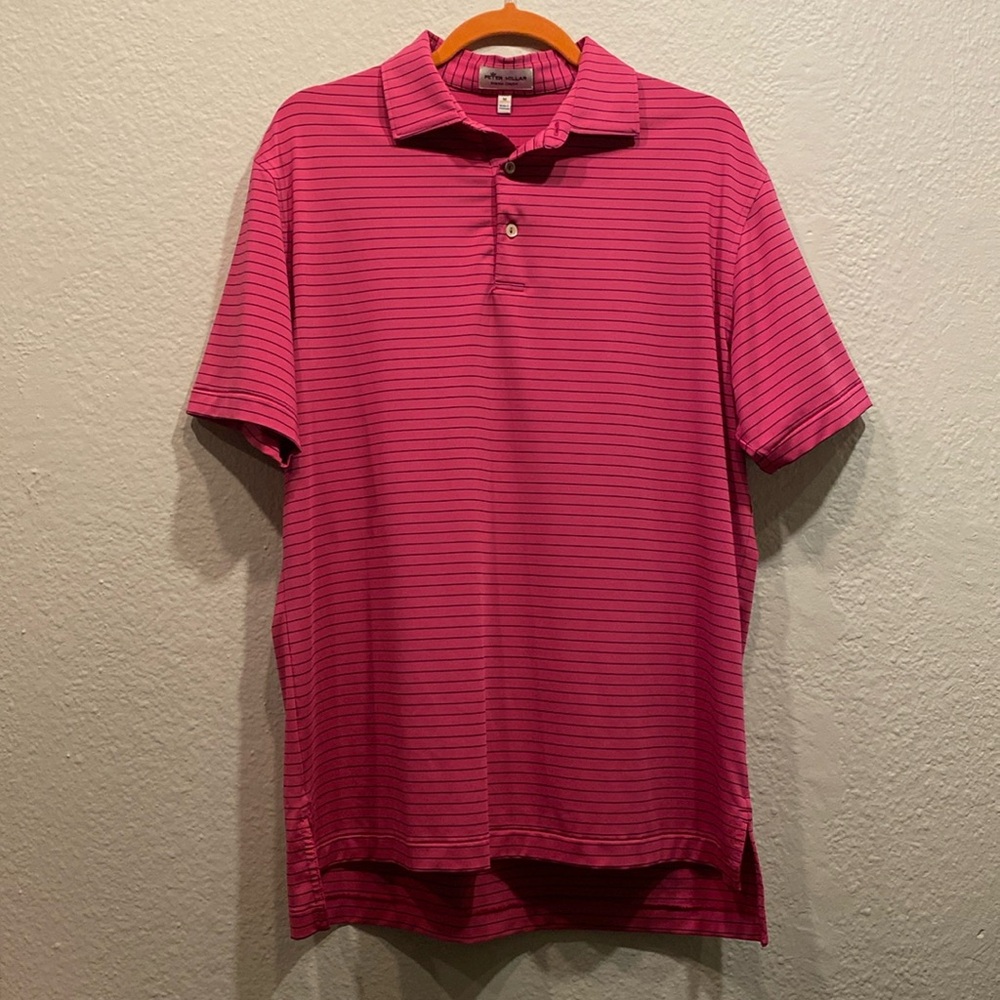 Peter Millar Pinstripe Pink/Magenta Summer Comfort Golf Shirt Size M